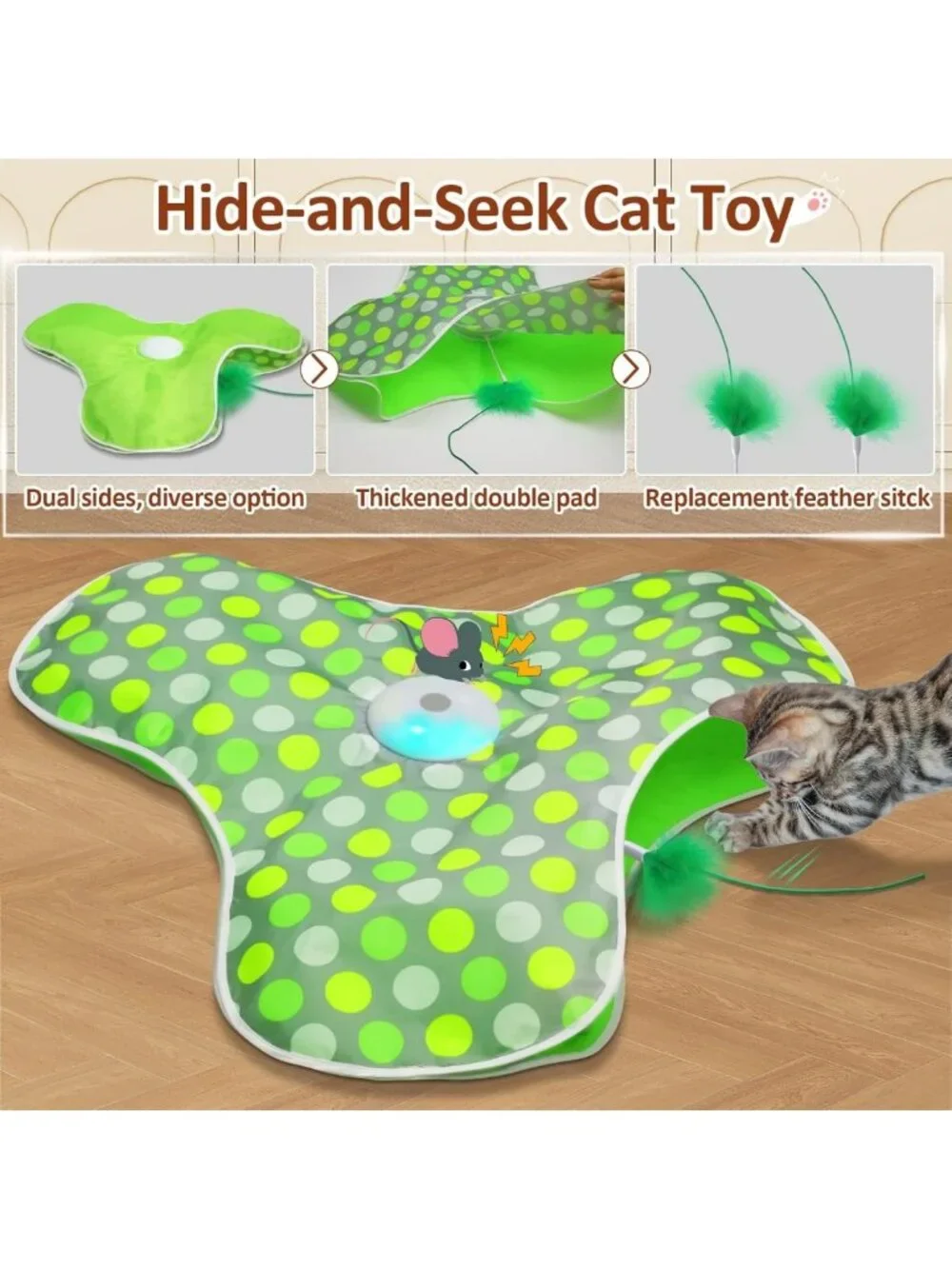 Interactive Automatic Cat Toy - Motion Activated, Moving Feather & Chirping Fun